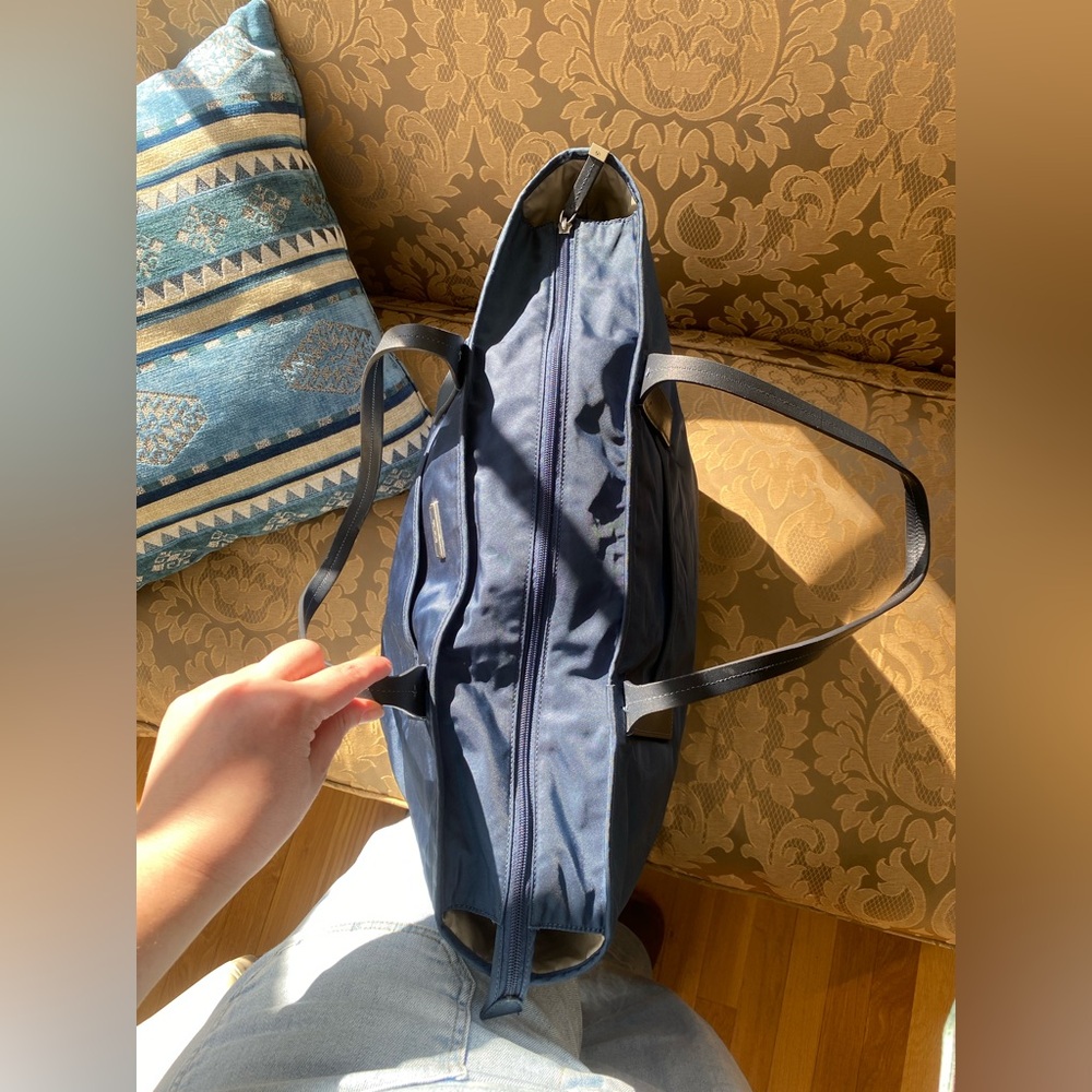 Tumi Voyageur Q-Tote Navy Nylon Leather Laptop Travel Tote Extra Large - Picture 7 of 12